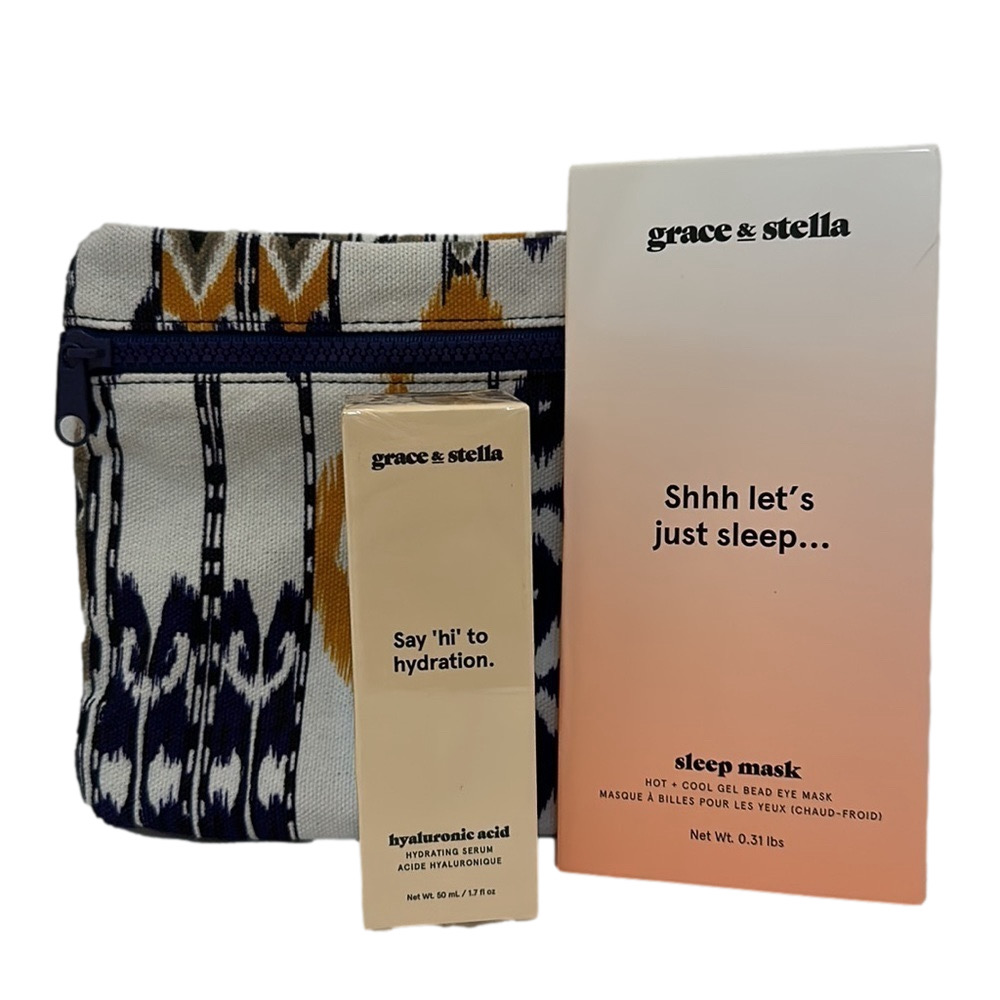 Grace & Stella Set of Hyaluronic Acid Hydrating Serum and Sleep Mask - NWT